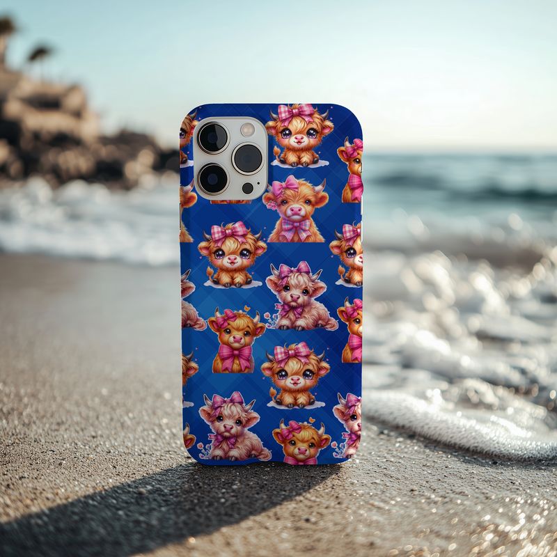 Highland Cow Adorable Blue Phone Case