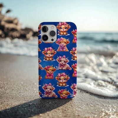 Highland Cow Adorable Blue Phone Case