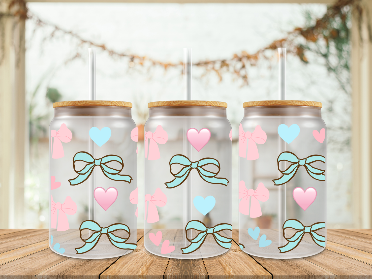 Double Sided Pink &amp; Light Blue Bows