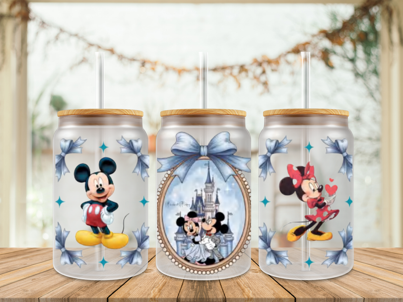 Double Sided Mickey &amp; Minnie With Blue Bows