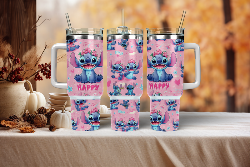 40oz Sublimation Tumbler Wrap Print - Stitch Pink