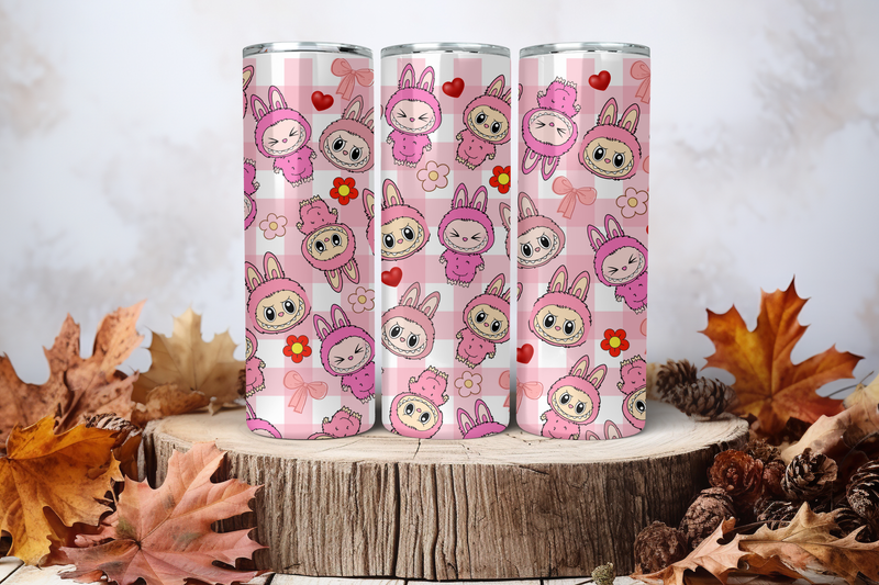 20oz Sublimation Tumbler Wrap Print - Labubu Pink