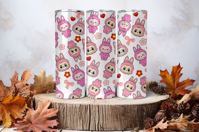 20oz Sublimation Tumbler Wrap Print - Labubu White