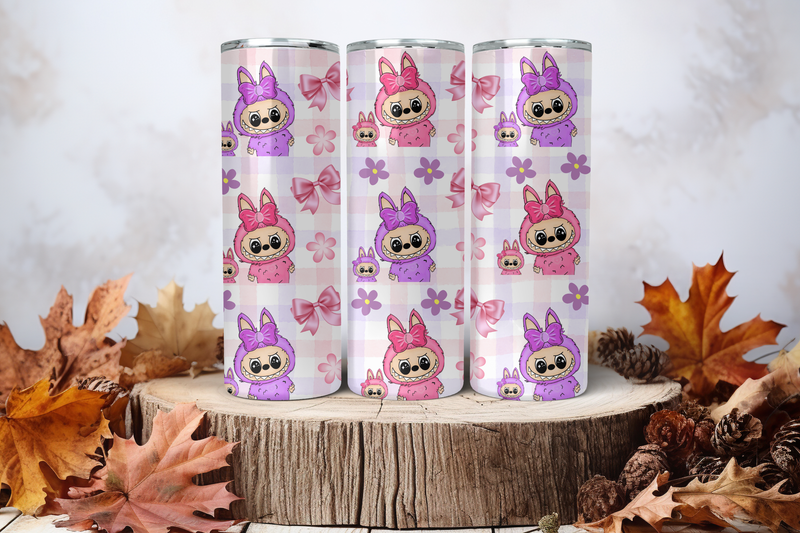 20oz Sublimation Tumbler Wrap Print - Labubu Pink Purple 2