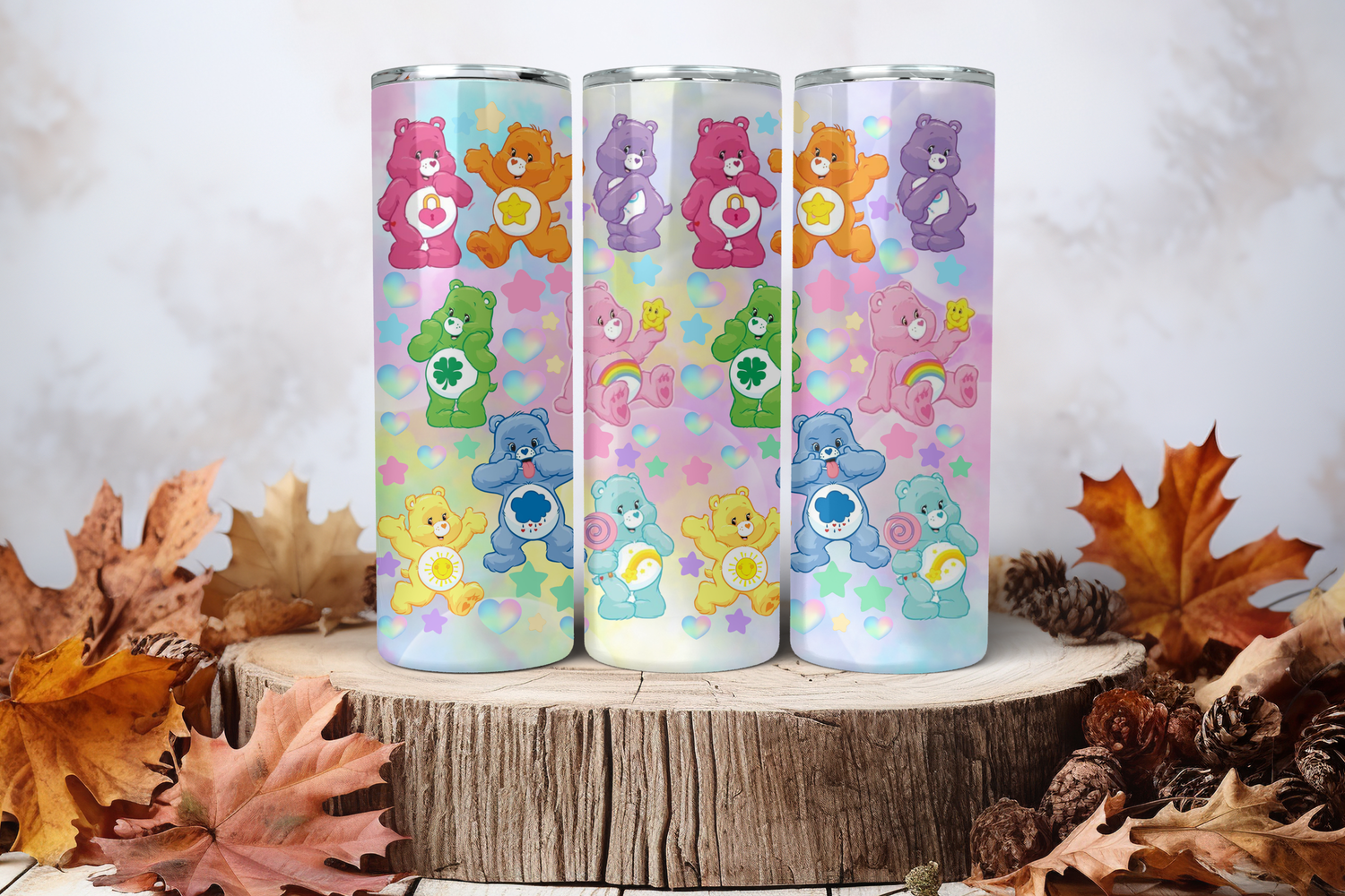 20oz Sublimation Tumbler Wrap Print - Cute Bears Pastel