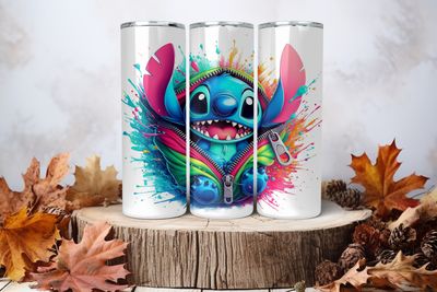 20oz Skinny Sublimation Tumbler Wrap Print - Stitch Zip