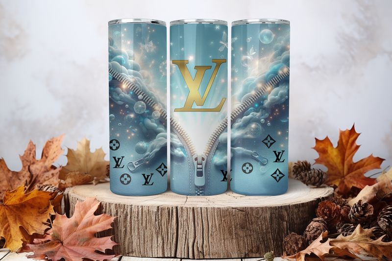 20oz Sublimation Tumbler Wrap Print - Light Blue Zip Luxury