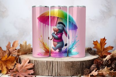 20oz Skinny Sublimation Tumbler Wrap Print - Eeyore Umbrella