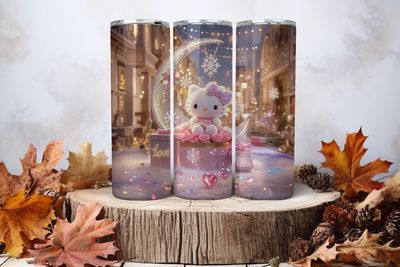 20oz Skinny Sublimation Tumbler Wrap Print - Hello Kitty Roses