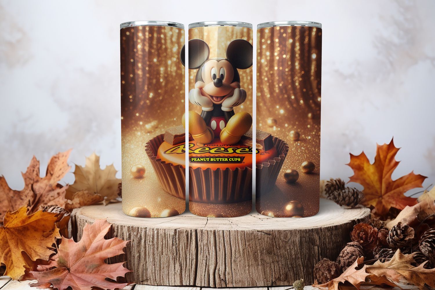 20oz Skinny Sublimation Tumbler Wrap Print - Mickey Mouse Reese&#39;s Peanut Butter