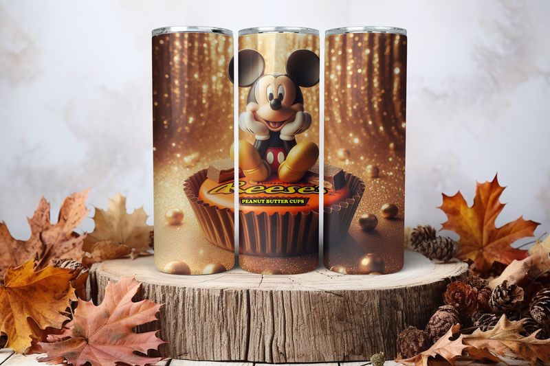 20oz Skinny Sublimation Tumbler Wrap Print - Mickey Mouse Reese&#39;s Peanut Butter