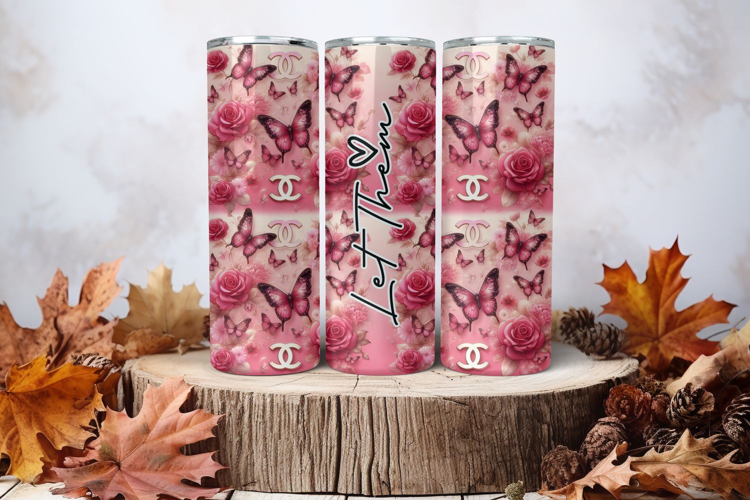 20oz Sublimation Tumbler Wrap Print - Pink Luxury Let Them
