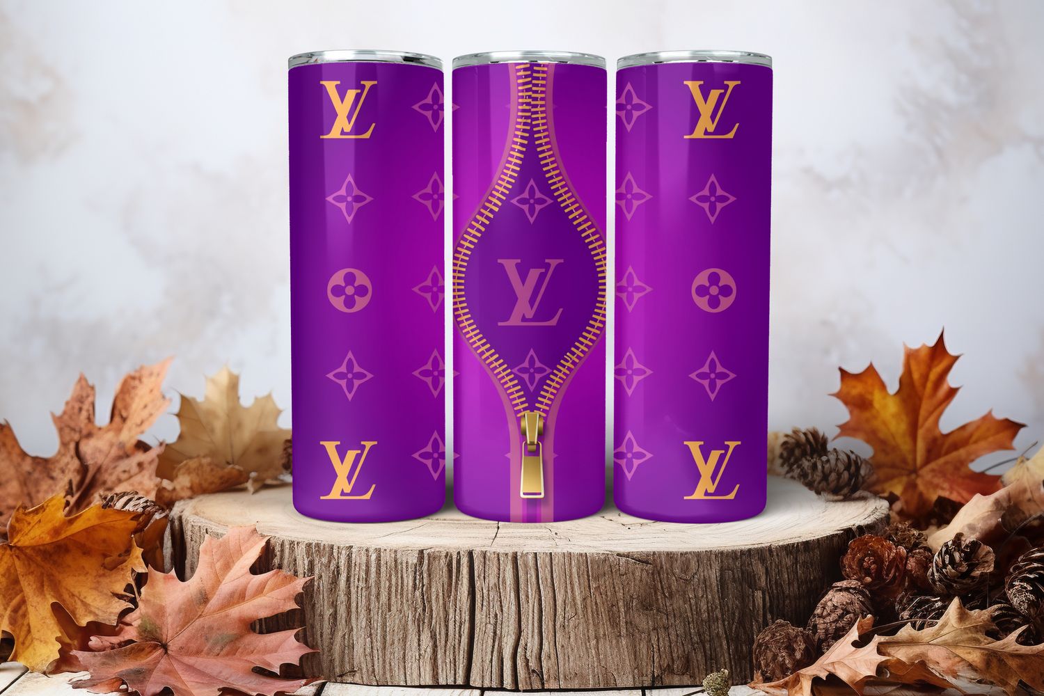 20oz Sublimation Tumbler Wrap Print - Purple Zipper Luxury