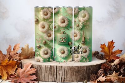 20oz Sublimation Tumbler Wrap Print - Green Luxury Made To Sparkle