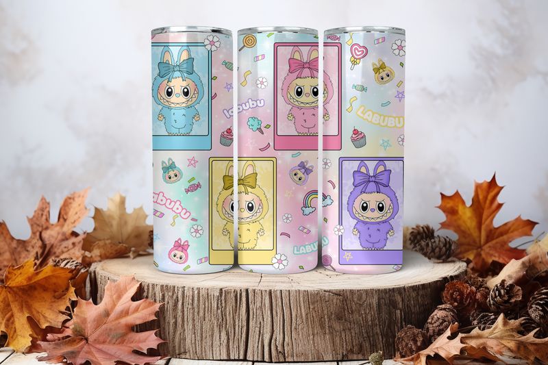 20oz Sublimation Tumbler Wrap Print - Labubu Squares #7