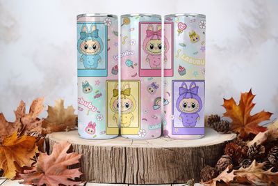 20oz Sublimation Tumbler Wrap Print - Labubu Squares #7