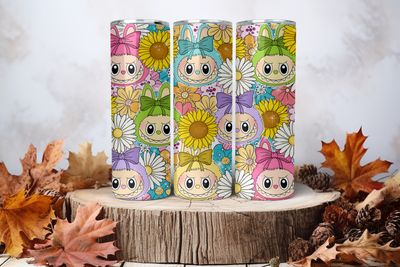 20oz Sublimation Tumbler Wrap Print - Labubu Flowers #54
