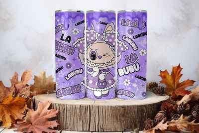 20oz Sublimation Tumbler Wrap Print - Labubu Purple Drip #44