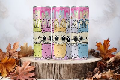 20oz Sublimation Tumbler Wrap Print - Labubu Pink Drip #12