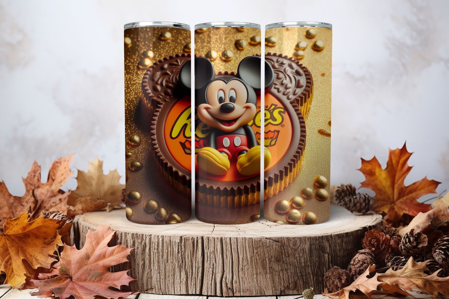 20oz Skinny Sublimation Tumbler Wrap Print - Mickey Mouse Reese&#39;s Peanut Butter 2