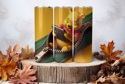 20oz Skinny Sublimation Tumbler Wrap Print - Pooh Mobile