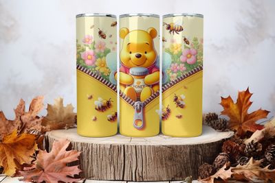 20oz Skinny Sublimation Tumbler Wrap Print - Pooh Honey Bees
