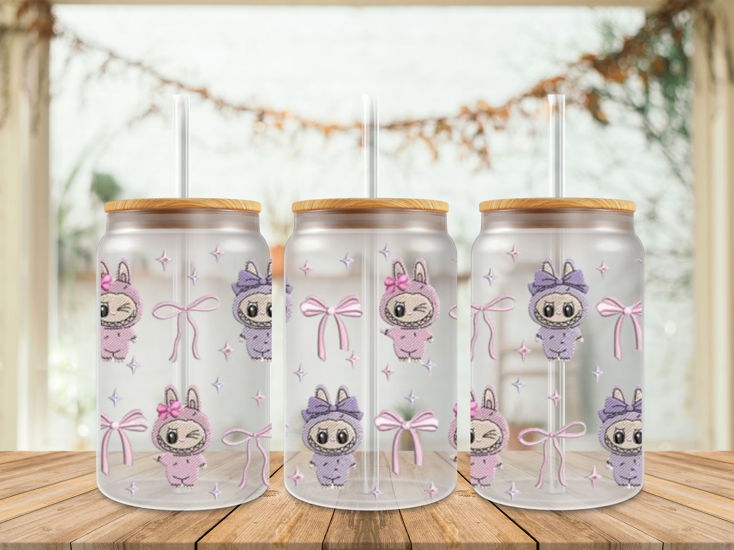 Double Sided Labubu Pink Purple With Bows