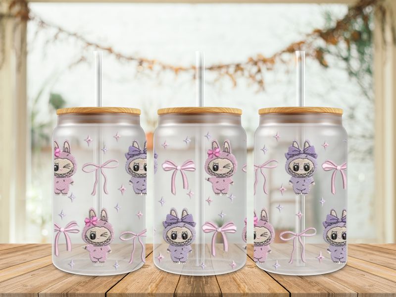 Double Sided Labubu Pink Purple With Bows