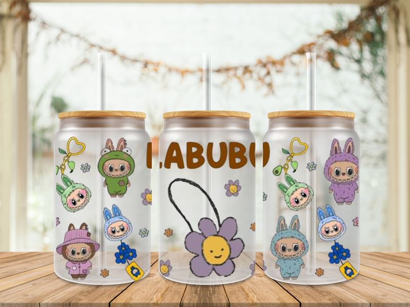 Double Sided Labubu With Smiley Flower