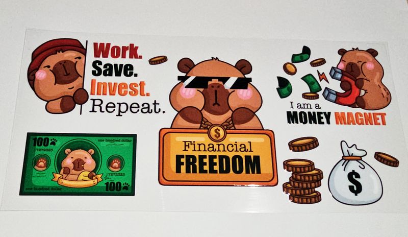 Double Sided Cute Pig Financial Freedom