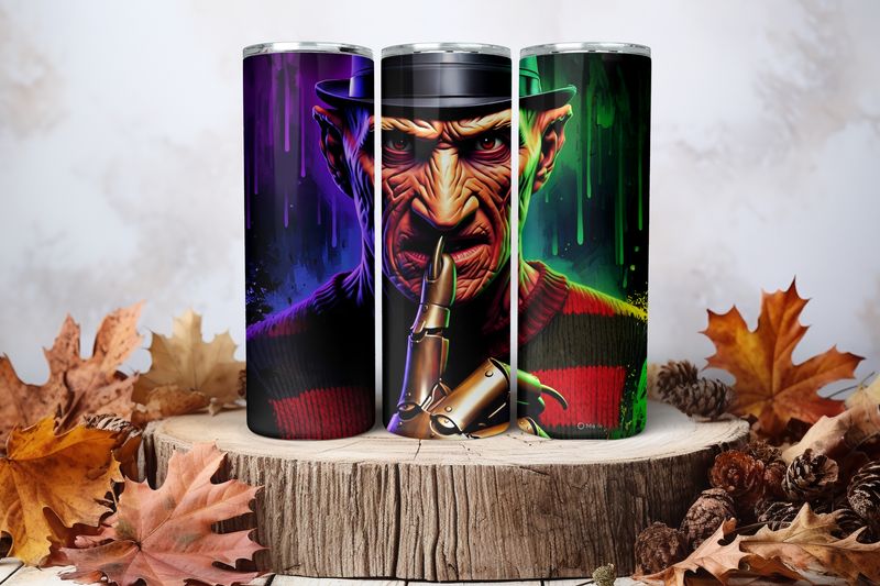 20oz Sublimation Tumbler Wrap Print - Freddy Krueger Swoosh