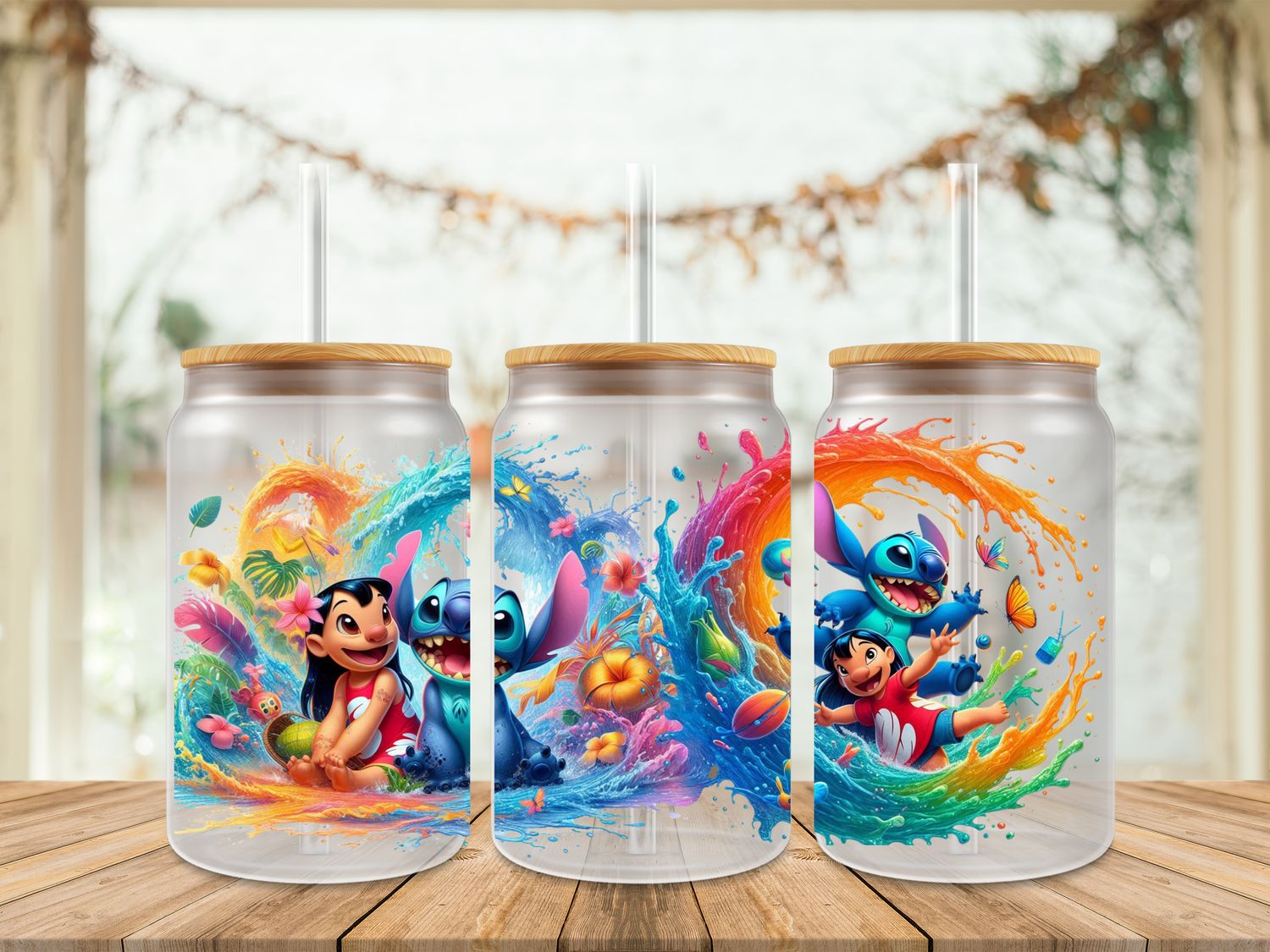 16oz Sublimation Tumbler Wrap Print - Stitch Colour Splash 2