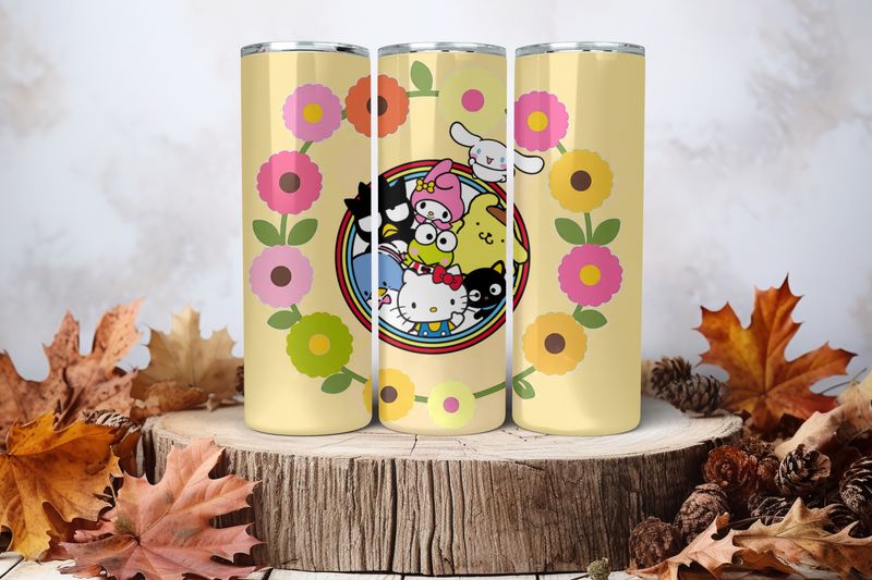 20oz Skinny Sublimation Tumbler Wrap Print - Sanrio All