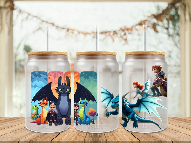 16oz Sublimation Tumbler Wrap Print - How To Train Your Dragon 3