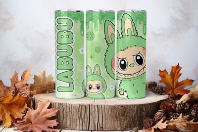 20oz Sublimation Tumbler Wrap Print - Labubu Green #2