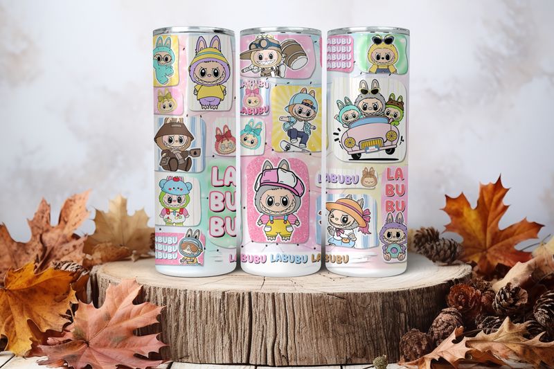 20oz Sublimation Tumbler Wrap Print - Labubu #9