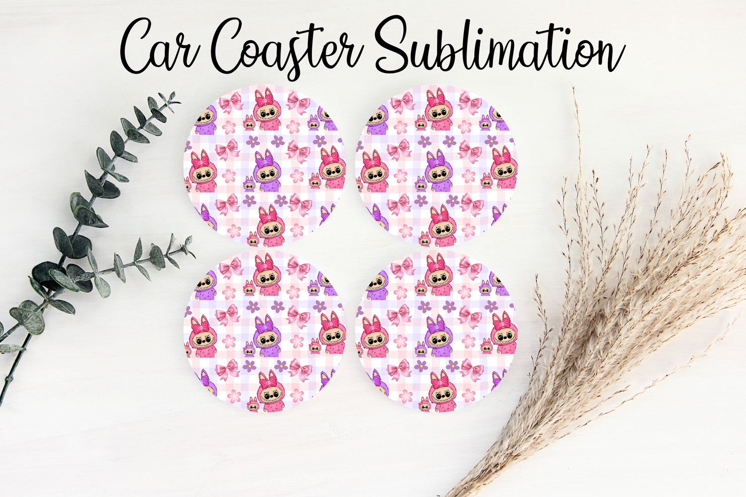 Car Coaster Sublimation Print - Labubu #1
