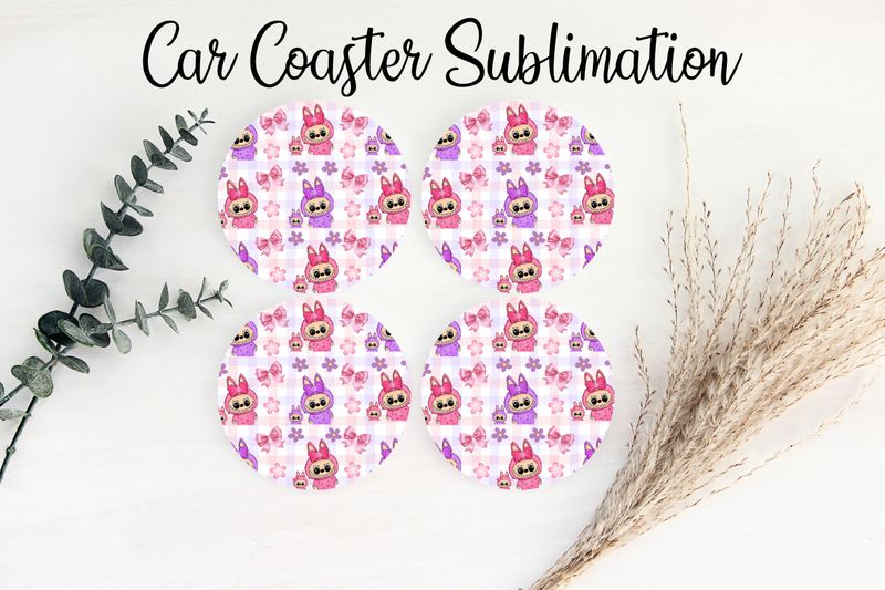 Car Coaster Sublimation Print - Labubu #1