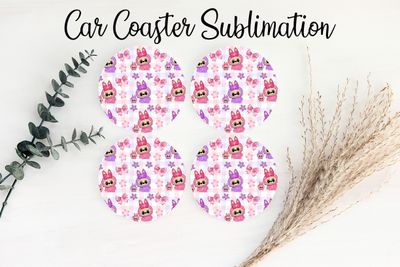 Car Coaster Sublimation Print - Labubu #1