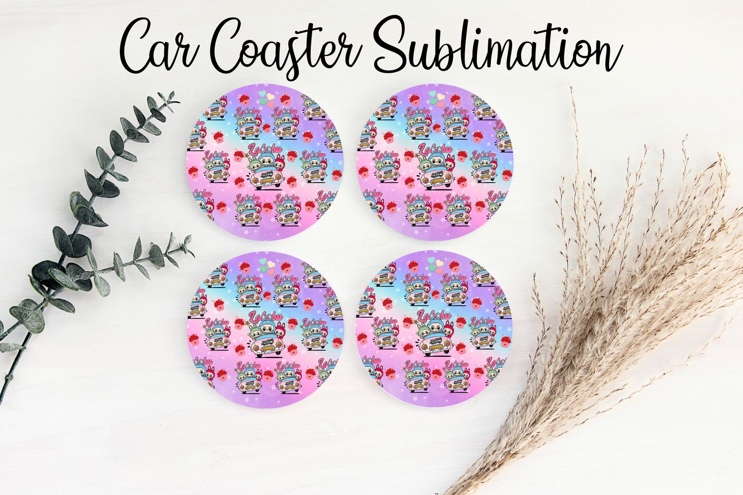 Car Coaster Sublimation Print - Labubu #5