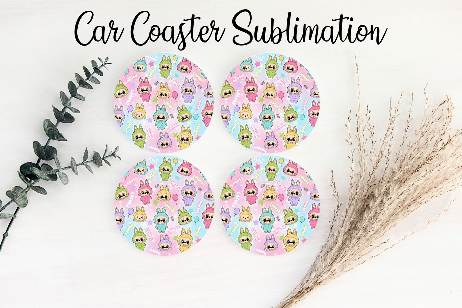 Car Coaster Sublimation Print - Labubu #8