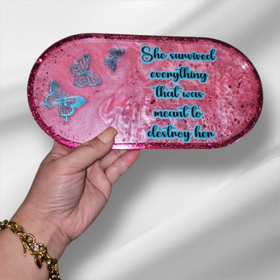 Handmade Resin Trinket Tray With Inspirational Themes