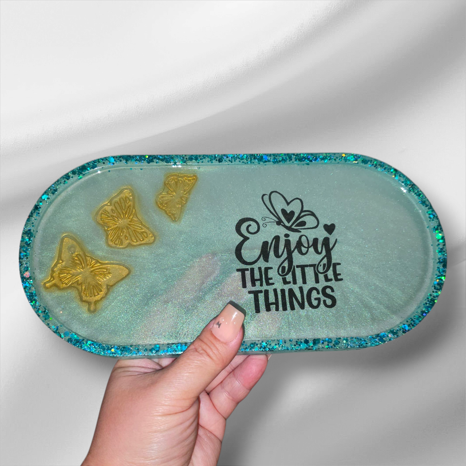 Handmade Resin Trinket Tray With Inspirational Themes