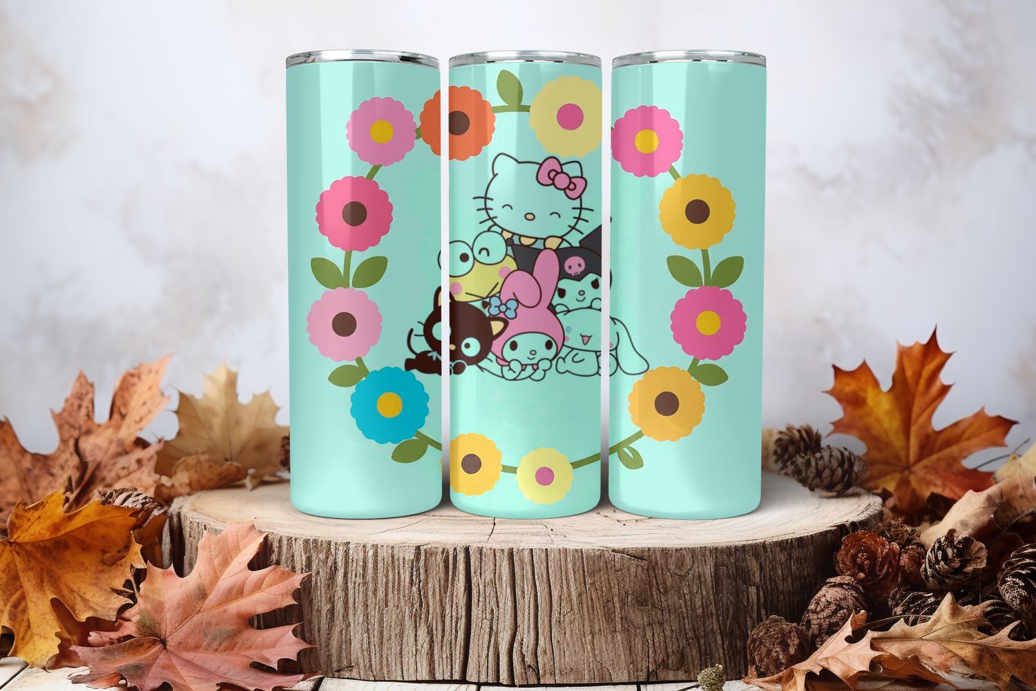 20oz Skinny Sublimation Tumbler Wrap Print - Sanrio All 2
