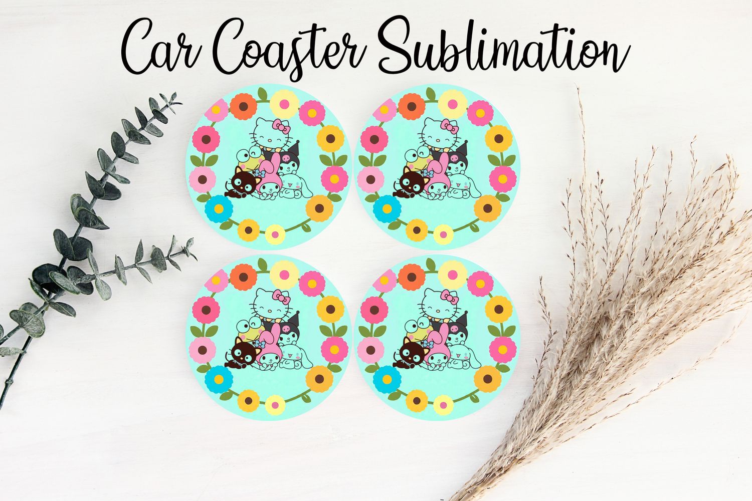 Car Coaster Sublimation Print - Sanrio All 2