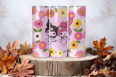 20oz Skinny Sublimation Tumbler Wrap Print - Kuromi &amp; Melody