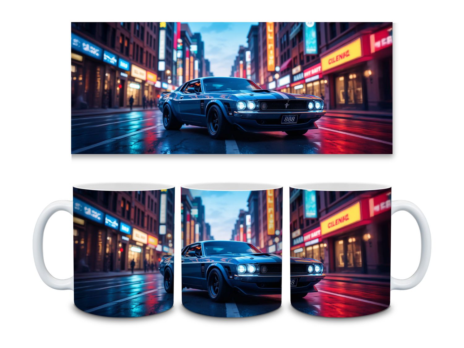 Car In City 11oz Mug Sublimation Wrap Print