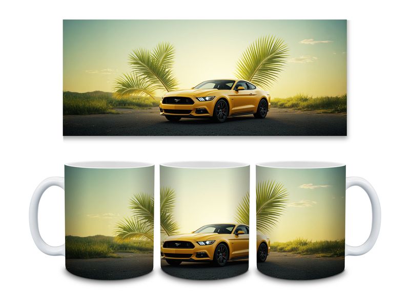 Yellow Car 11oz Mug Sublimation Wrap Print