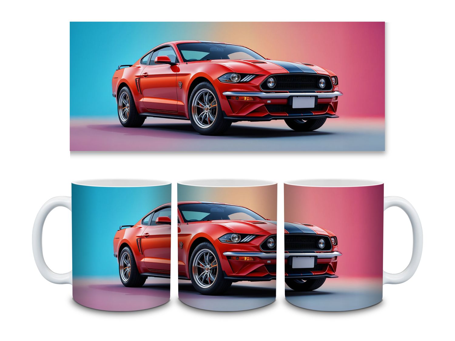 Red Car 4th 11oz Mug Sublimation Wrap Print