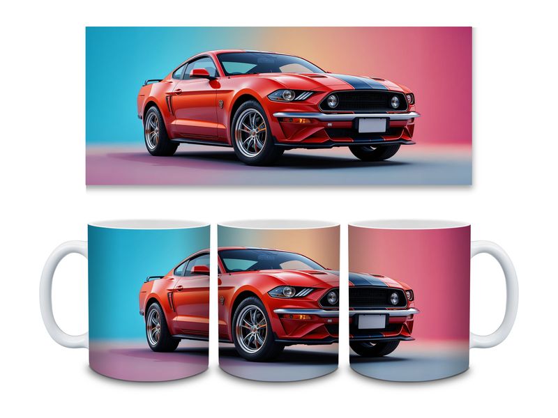Red Car 4th 11oz Mug Sublimation Wrap Print